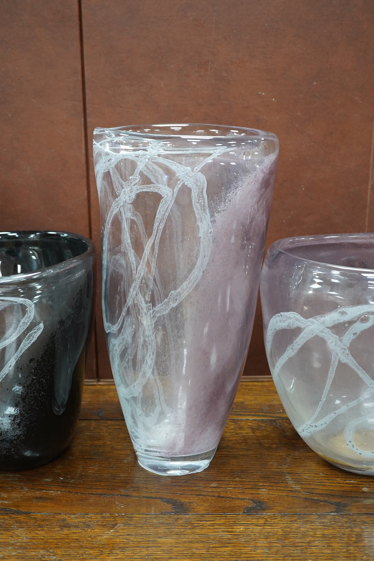 Five large 20th century Svaja coloured ‘Art Glass’ vases, tallest 40cm high. Condition - good